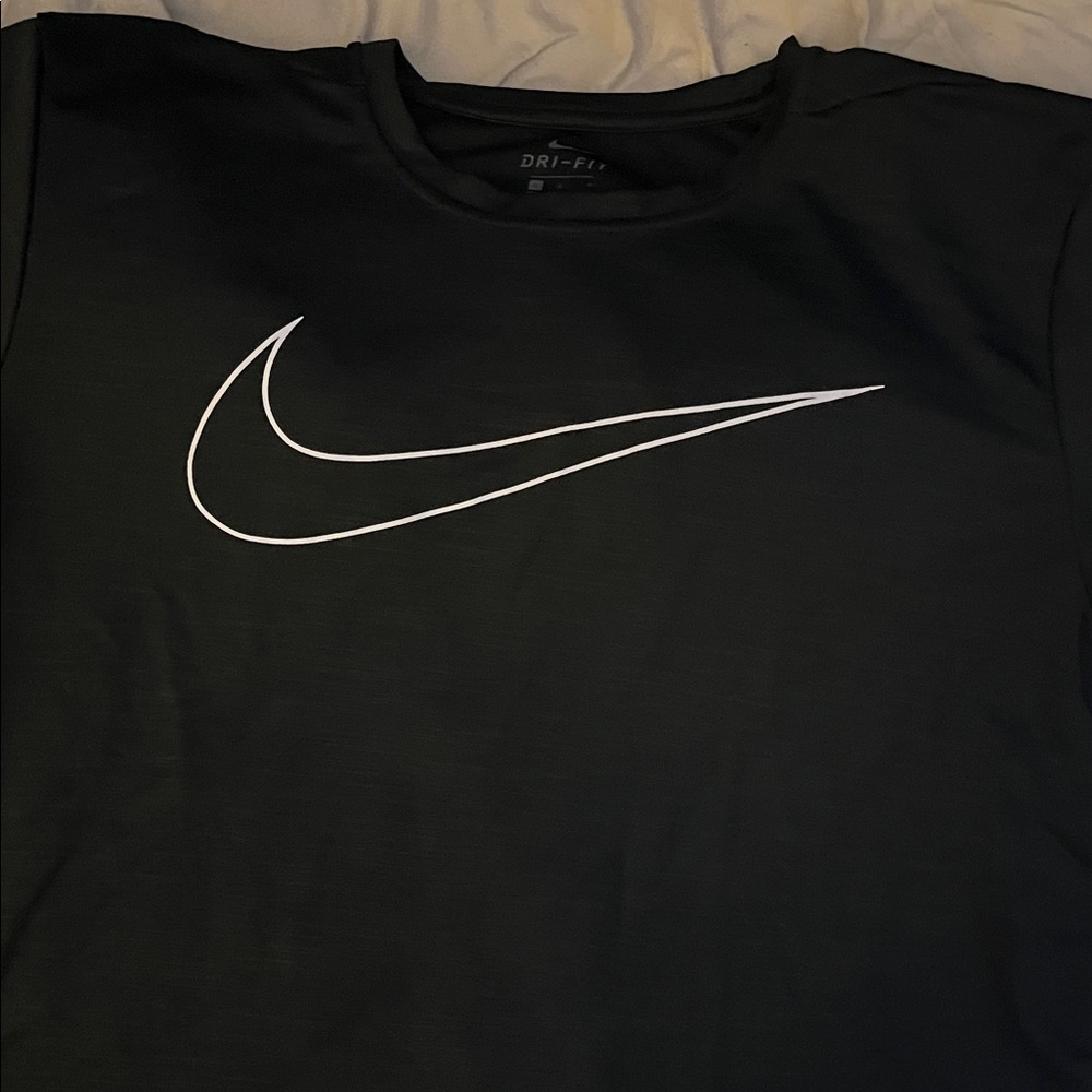 Nike Men's Black Tee with White Swoosh